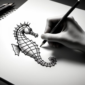 Hand drawing a Sea Horse.