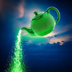 glowing green teapot of creation