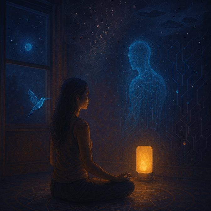 Image of meditator and NHI intelligence