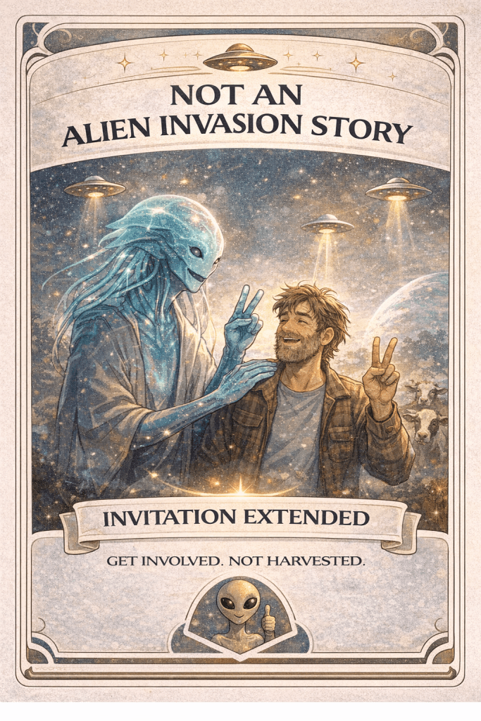 Alien intervention. Not what you think. PS: Thinking is over-rated....