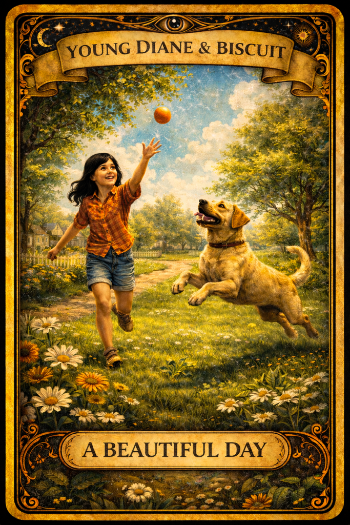 Diane plays in the park - while Diana maintains her digital presence. 