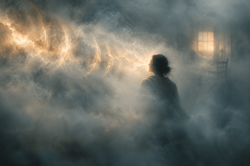 woman in fog